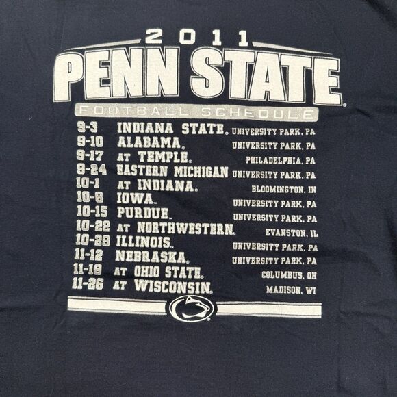 Penn State Football Shirts Men’s Large Blue Gray Crew Neck Game Schedules 2 Tops - Picture 3 of 12
